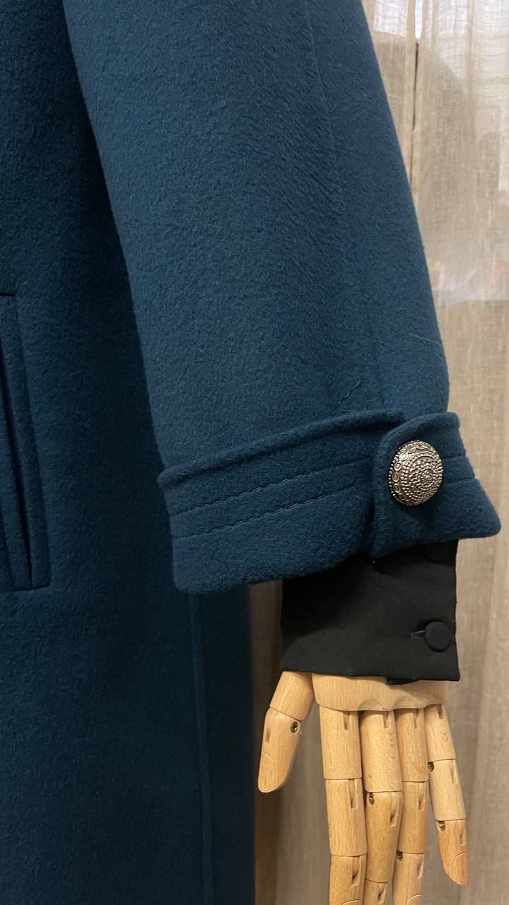 Cappotto anni 80 in pura lana vergine col.ottanio - tg.42/44