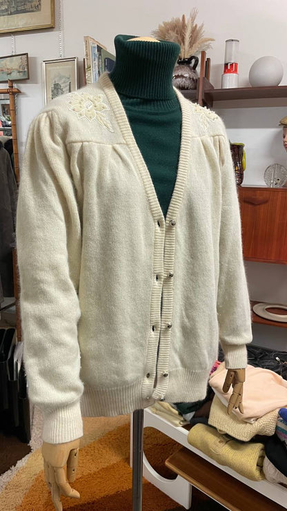 Cardigan vintage in lana e morbida angora - tg. 46/48