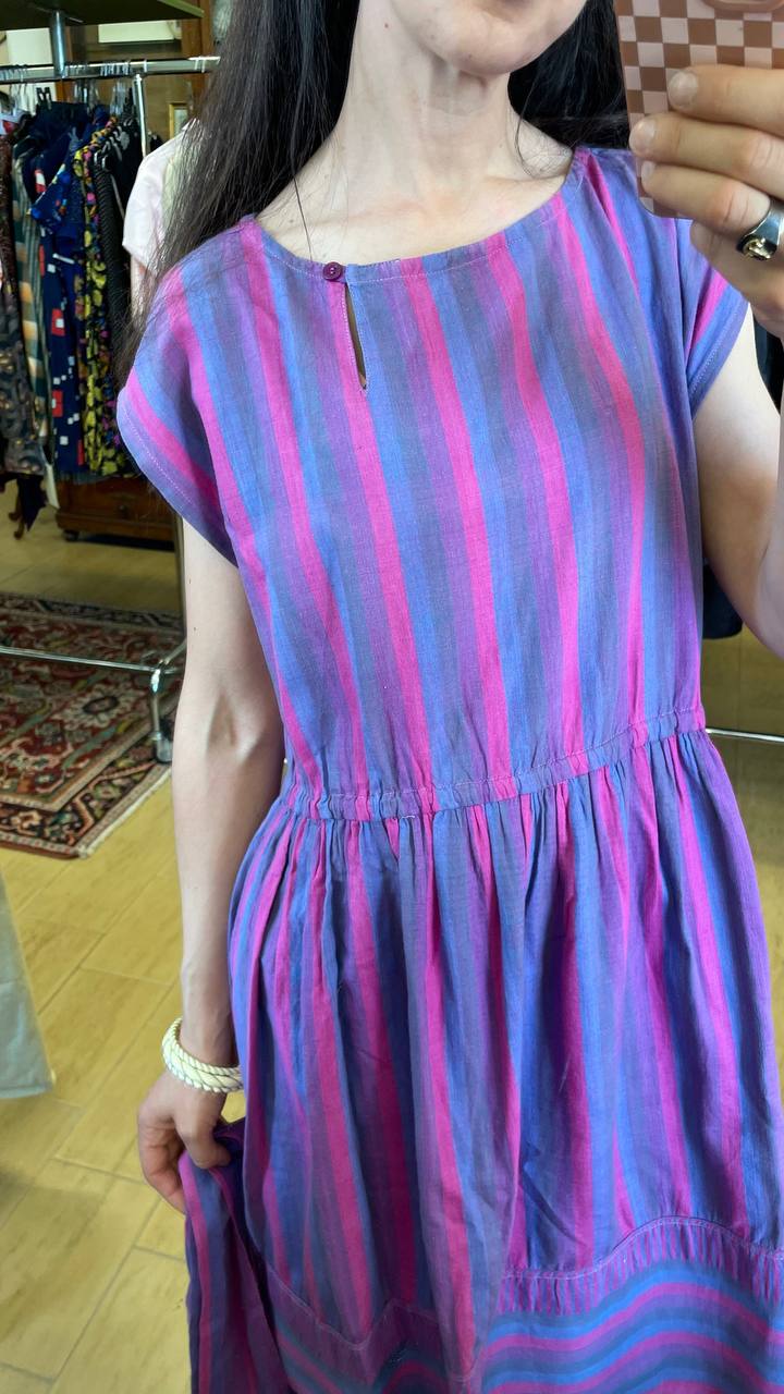 Abito cotone 1980s a righe - tg.50/52