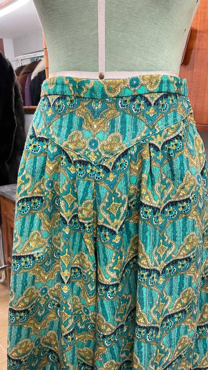 Gonna pantalone primi anni 80 in flanella leggera - stampa paisley- tg.46