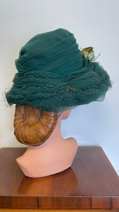 Cappello originale anni 50 verde scuro