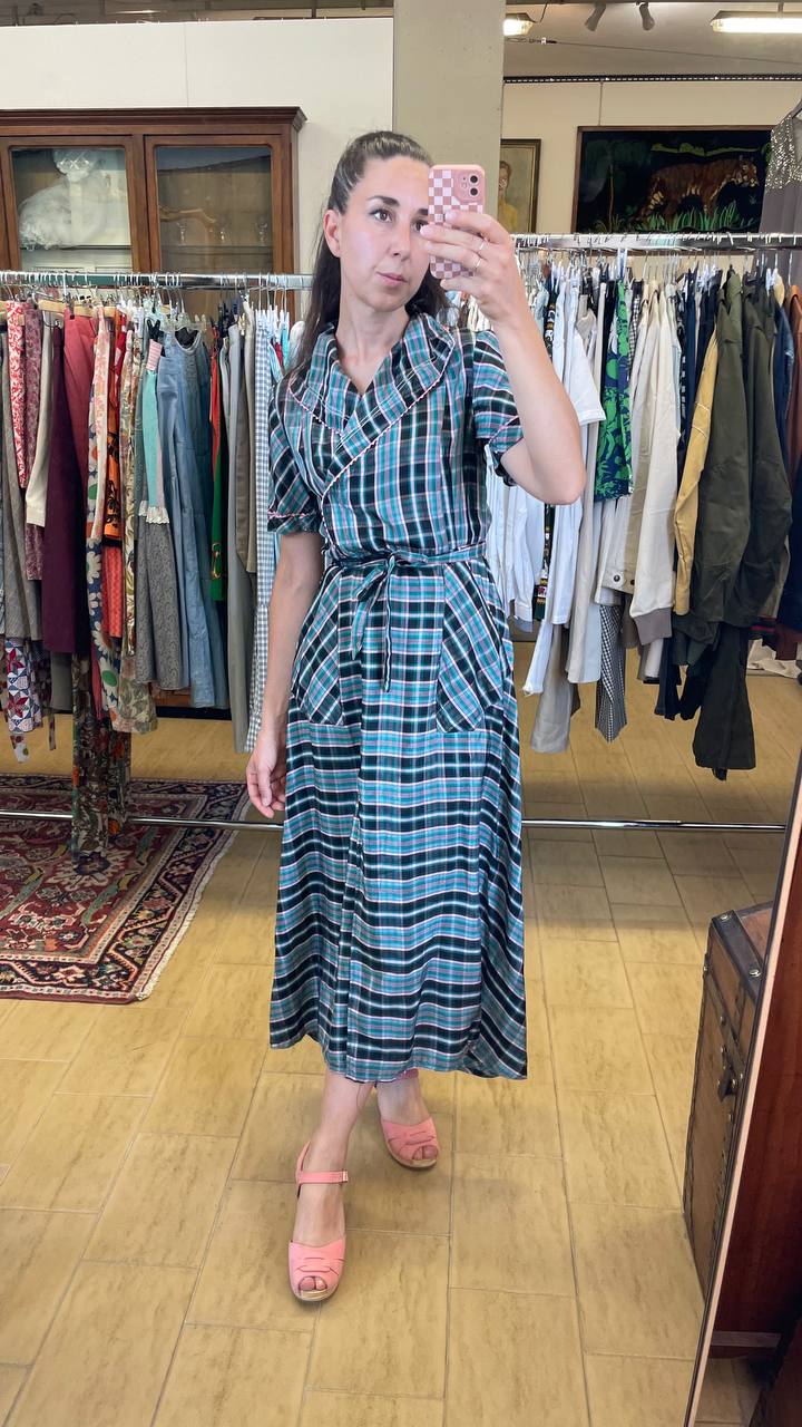 Abito in taffeta anni 40 sartoriale - housecoat 40s - tg.s