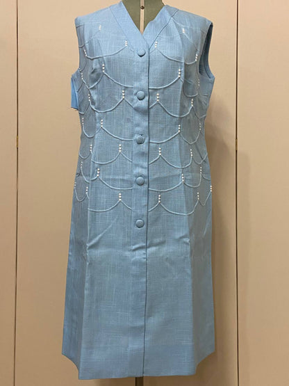 Abito sartoriale in lino smanicato - tg.52 deadstock - anni 60