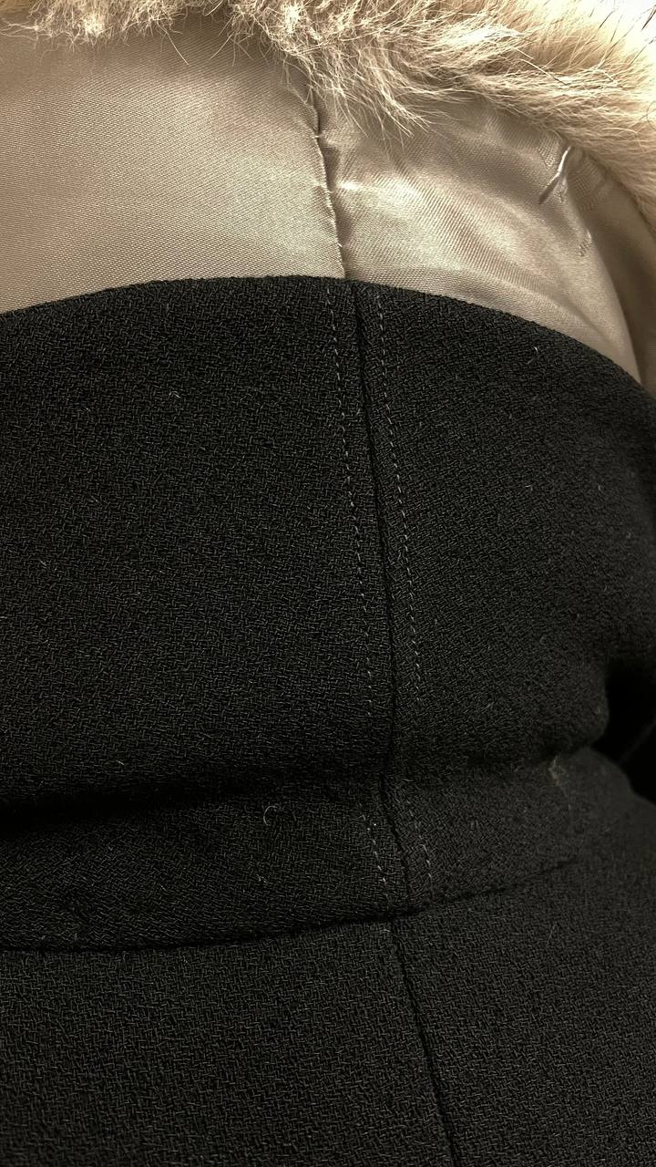 Cappotto vintage sartoriale doppiopetto in crepe con collo in volpe - tg.44/46