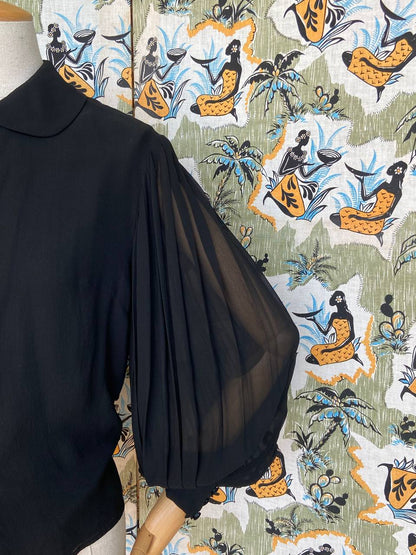 Blusa anni 60 con colletto BonTon - pura seta sartoriale