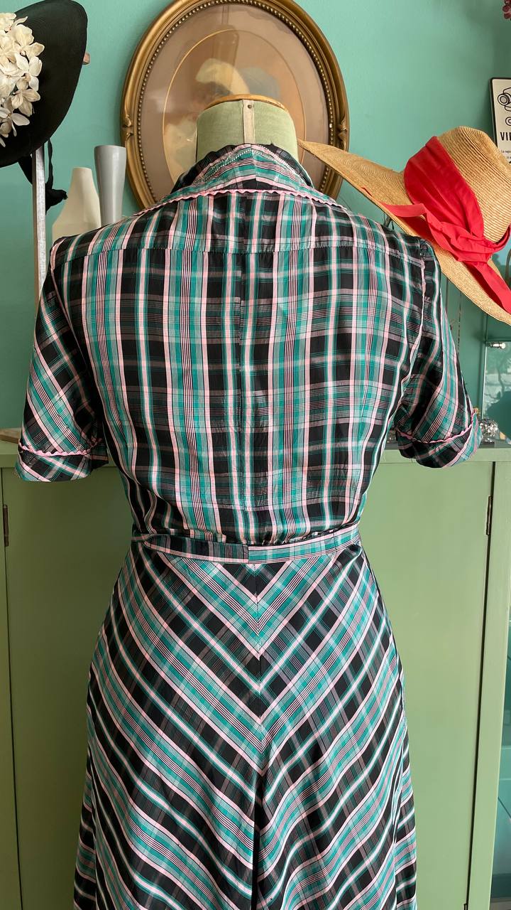 Abito in taffeta anni 40 sartoriale - housecoat 40s - tg.s