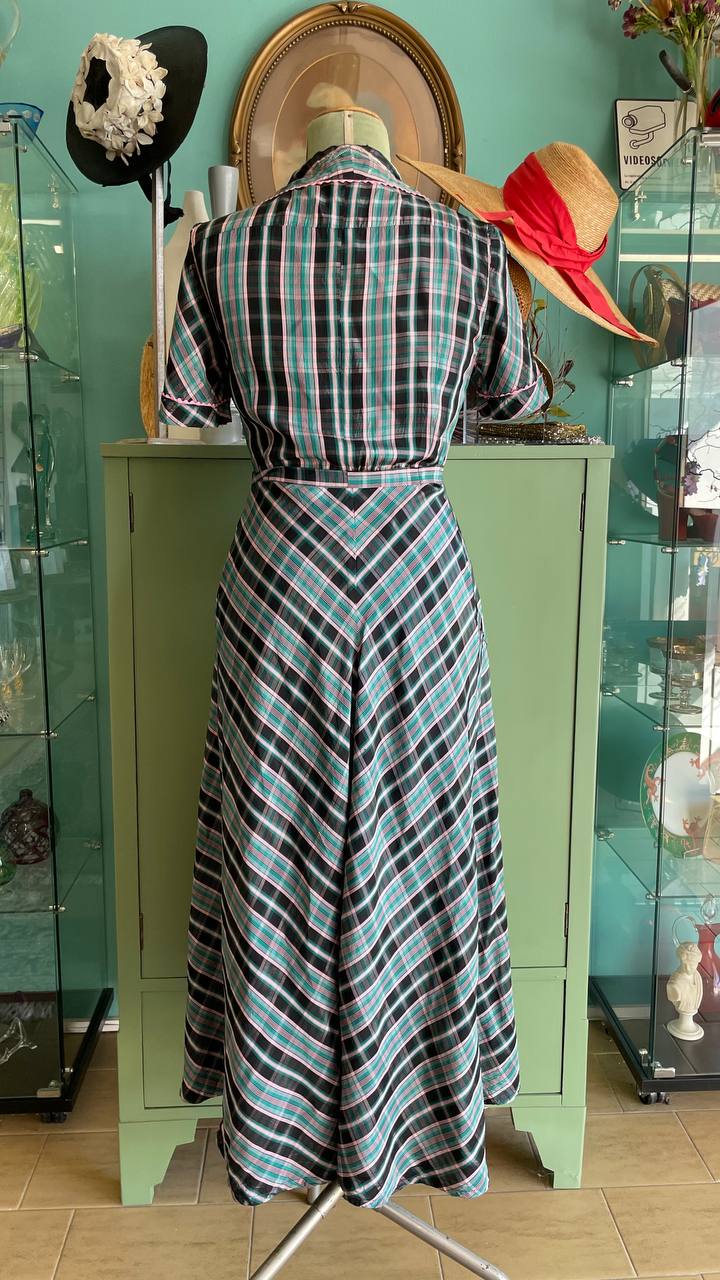 Abito in taffeta anni 40 sartoriale - housecoat 40s - tg.s