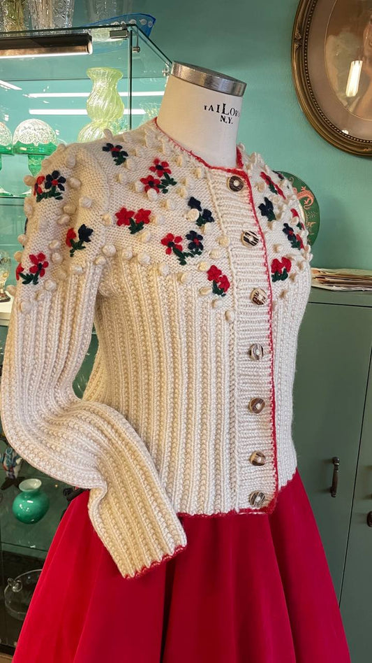 Cardigan Tirolese realizzato a mano in pura lana - Tg.S/M