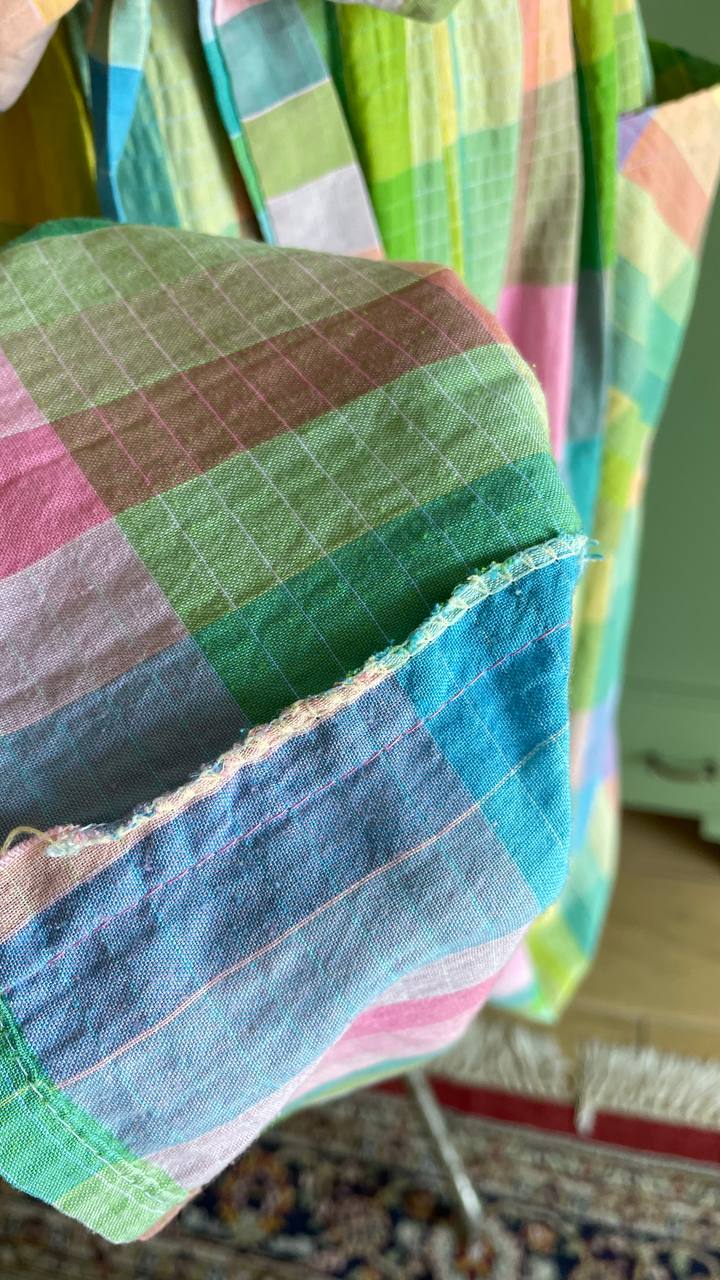 Abitino cotone 1980s does 1950s quadretti arcobaleno - tg.46