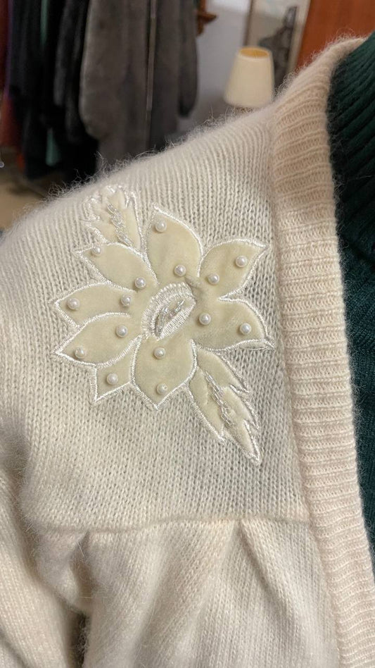 Cardigan vintage in lana e morbida angora - tg. 46/48