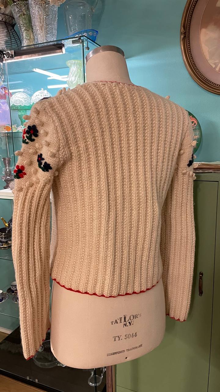 Cardigan Tirolese realizzato a mano in pura lana - Tg.S/M