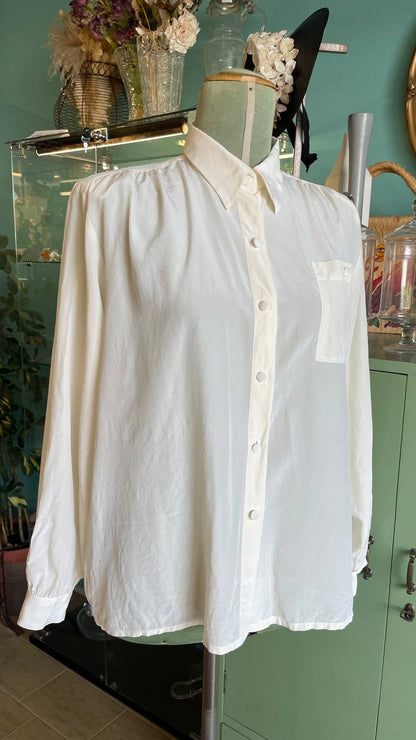 Camicia anni 80 manica lunga in pura seta - tg.XL