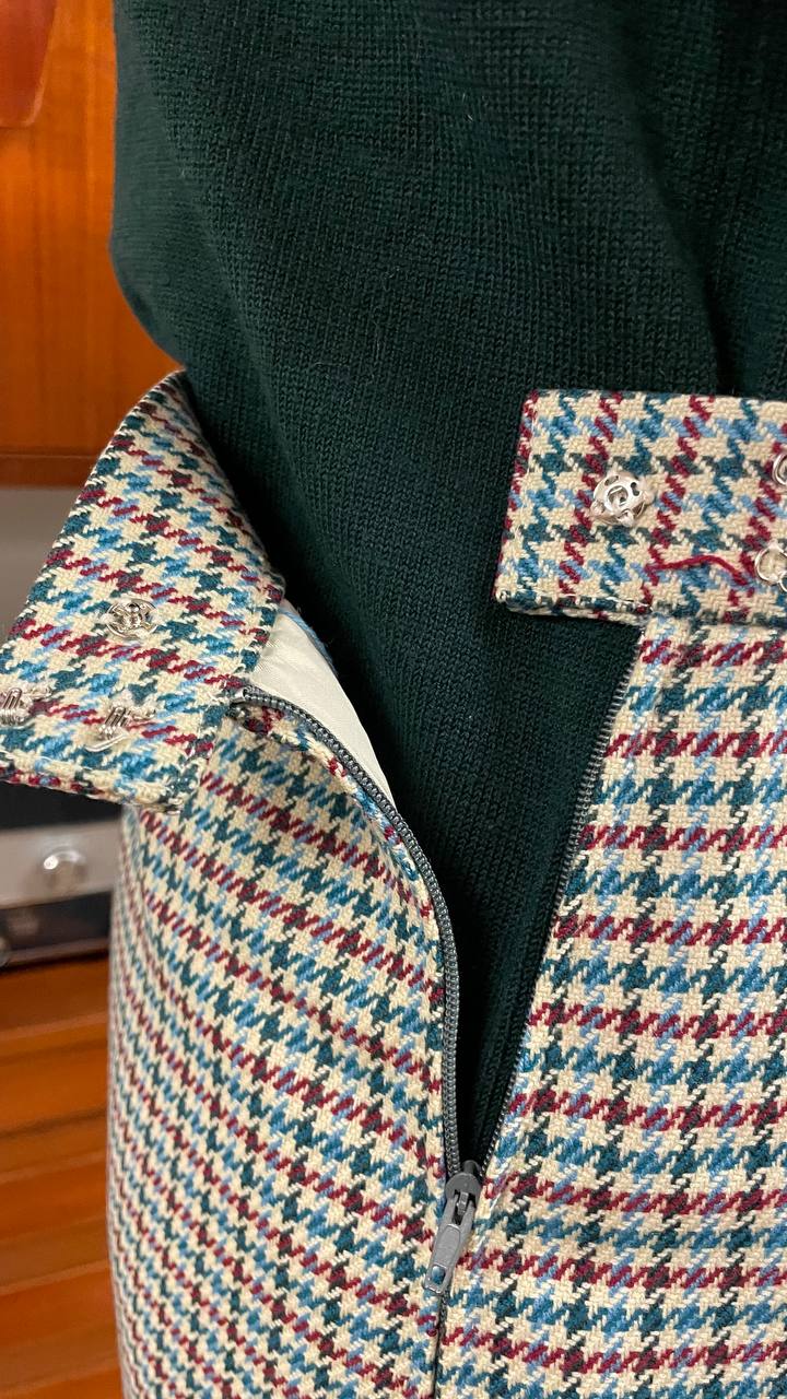 Gonna anni 80 in lana motivo pied de poule - tg.46