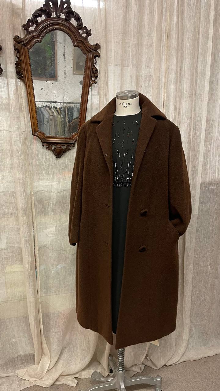 Cappotto primi anni 60 col.cioccolato in lana - tg.48/50