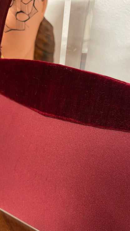 Borsetta fine anni 50 in seta e velluto col.bordeaux