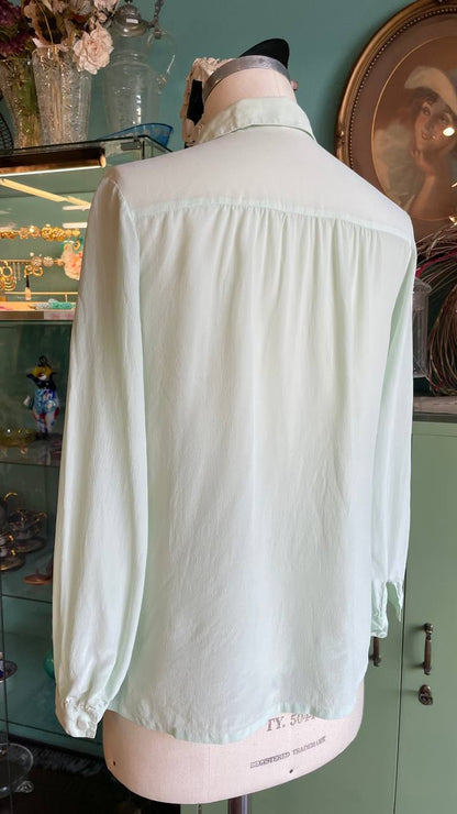 Camicia 100% seta verde pastello tg.S/M