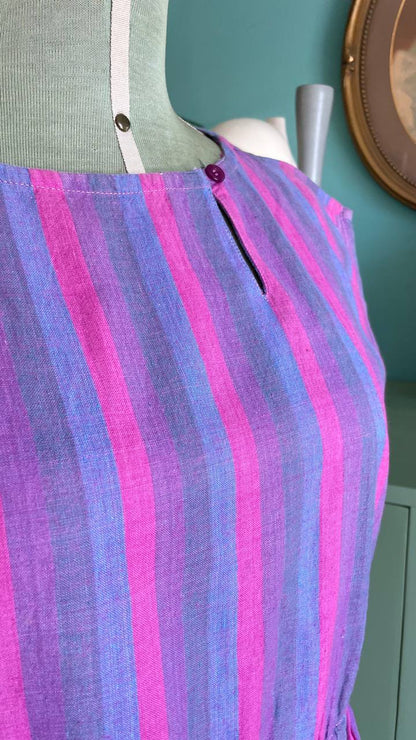 Abito cotone 1980s a righe - tg.50/52