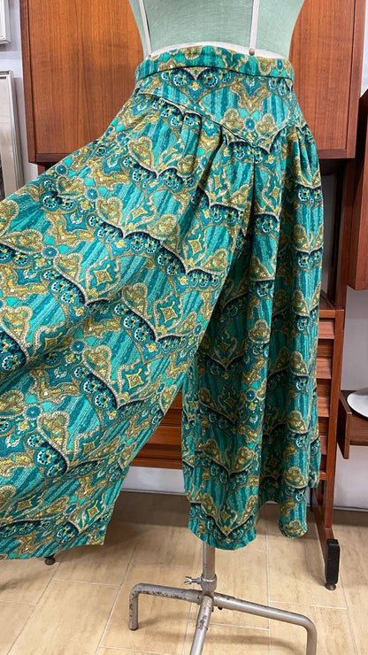 Gonna pantalone primi anni 80 in flanella leggera - stampa paisley- tg.46