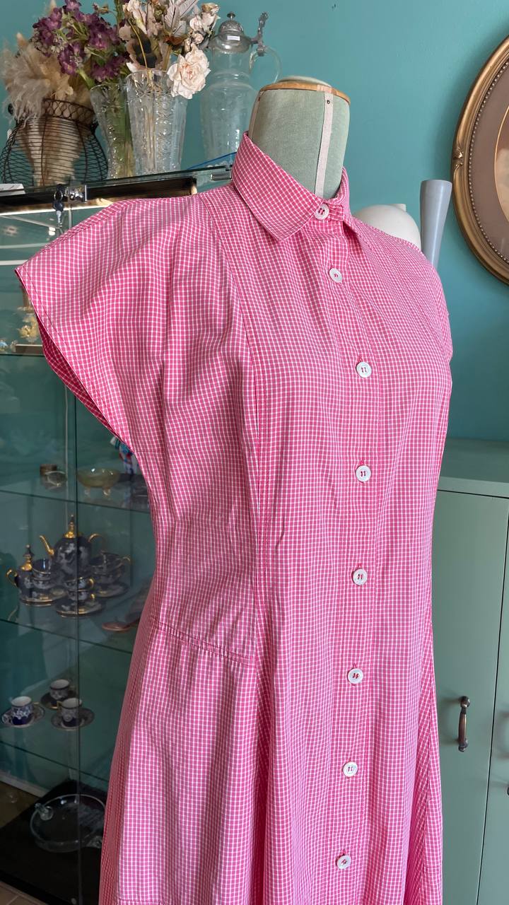 Abito anni 90 Aspesi - made in Italy - cotone a quadretti rosso/rosa - tg.44/46