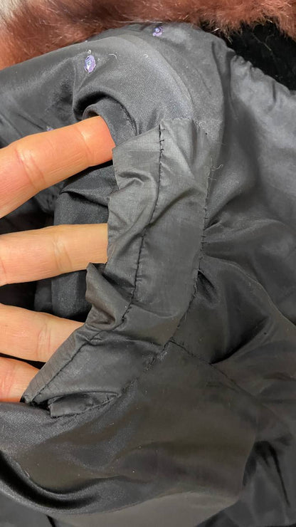 Cappotto fine anni 50 in velluto nero mod.zarina con bordi in pelliccia - tg.xs/s