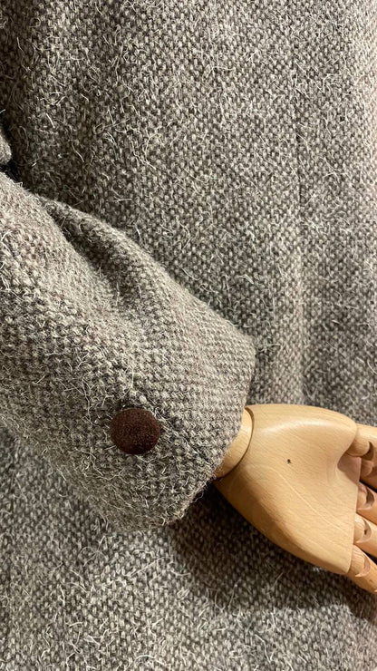 Blazer anni 80 strutturato doppiopetto in lana con dettagli in pelle - tg. 44