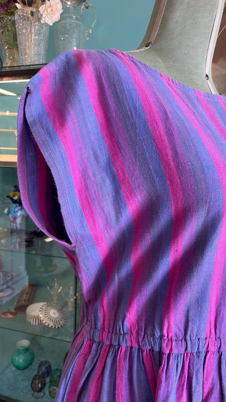Abito cotone 1980s a righe - tg.50/52