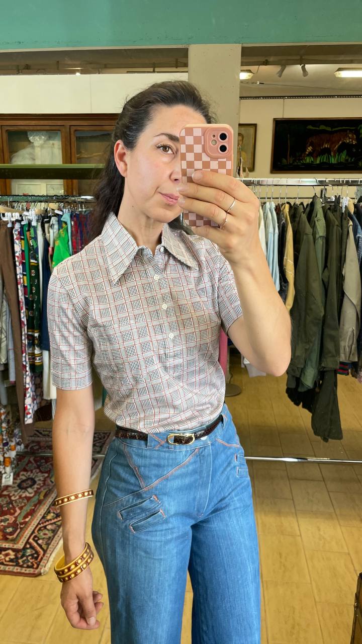 Polo vintage shirt deadstock anni '70 unisex tinta fantasia