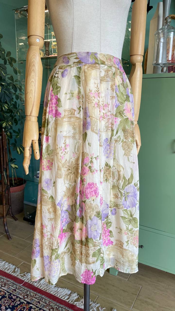 Gonna sartoriale in seta 100€ - stampa romantica - tg.S