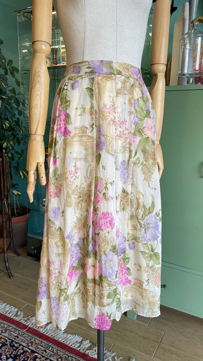 Gonna sartoriale in seta 100€ - stampa romantica - tg.S
