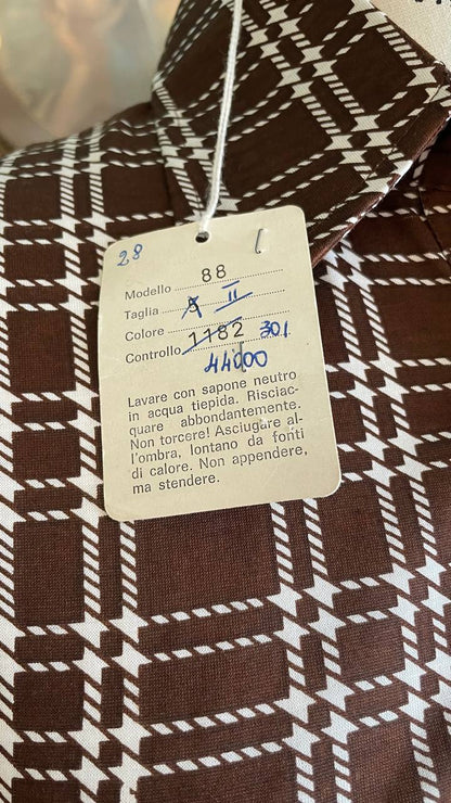 Polo vintage shirt deadstock anni '70 unisex a quadri marrone