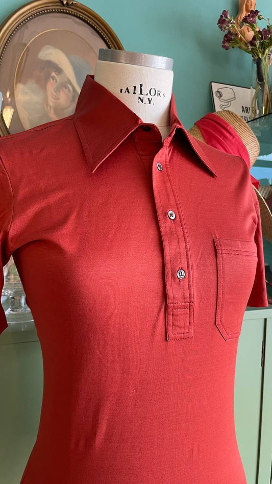 Polo vintage shirt deadstock anni '70 unisex tinta ruggine
