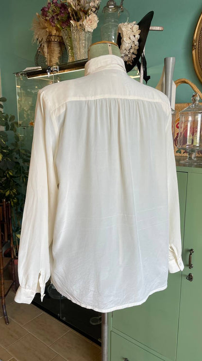 Camicia anni 80 manica lunga in pura seta - tg.XL