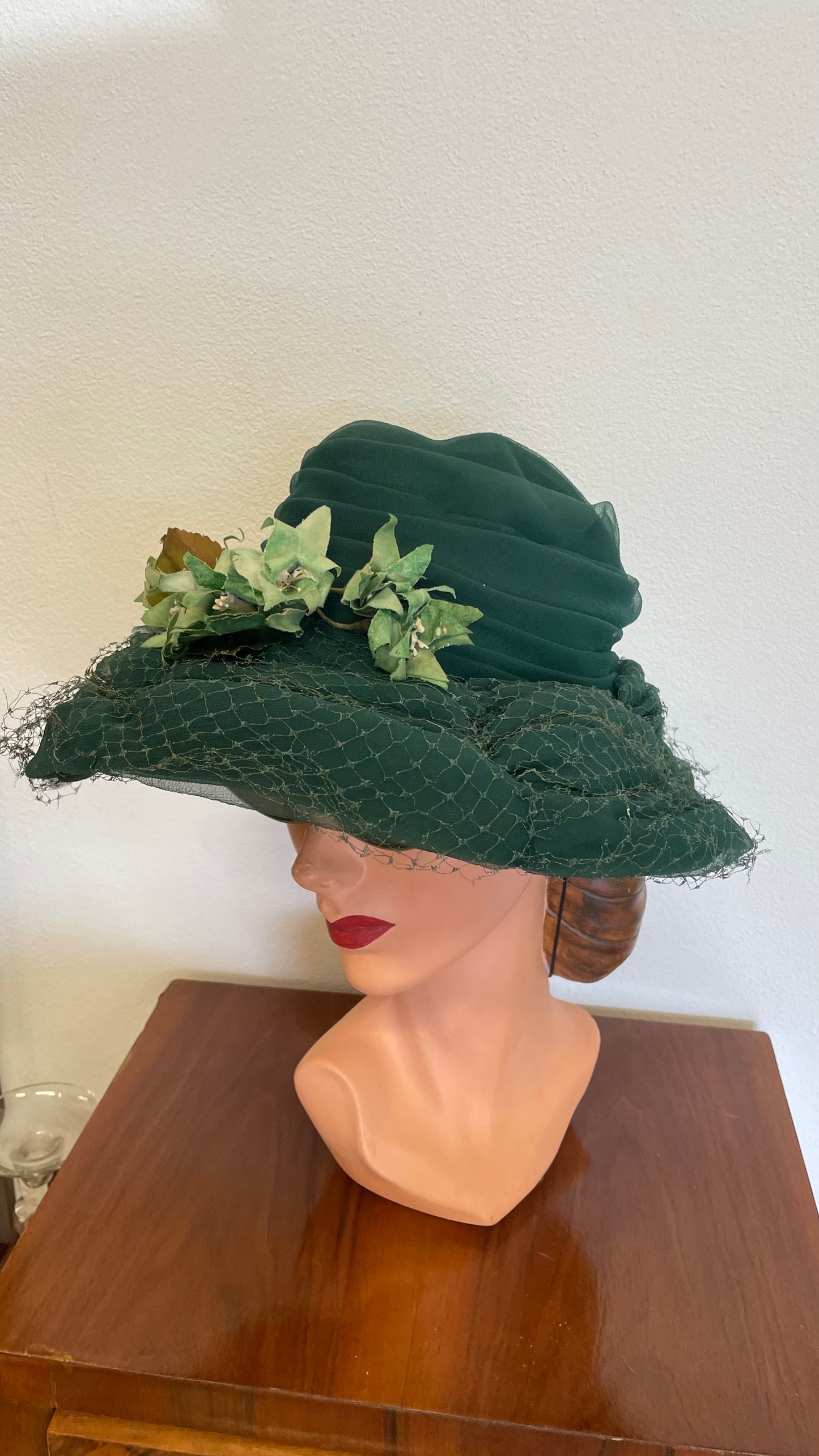 Cappello originale anni 50 verde scuro