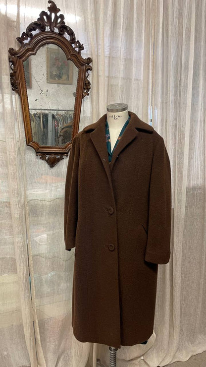 Cappotto primi anni 60 col.cioccolato in lana - tg.48/50
