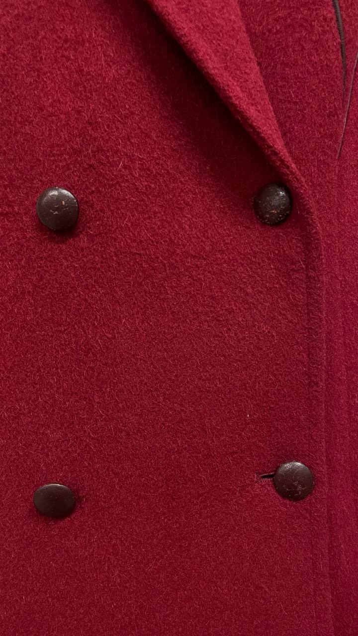 Cappotto doppiopetto anni 80 in lana borgogna - tg.44/46