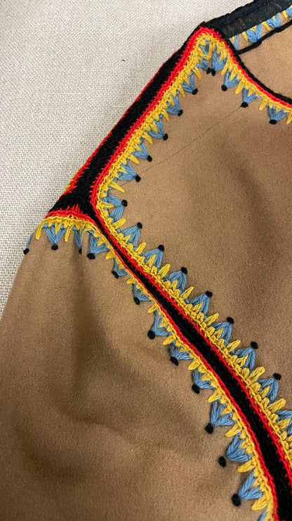 Giacchino folk anni 70 in panno di lana stile messicano - tg.M/L