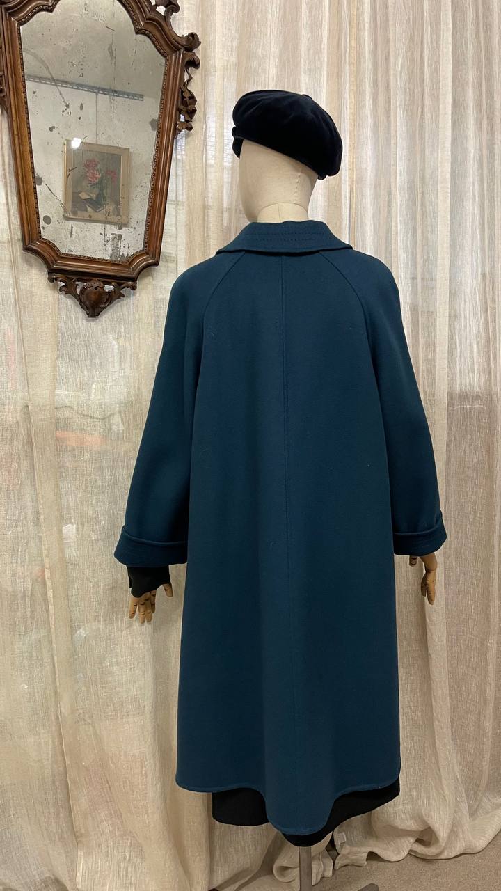 Cappotto anni 80 in pura lana vergine col.ottanio - tg.42/44