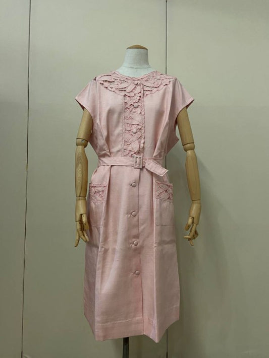 Scamiciato rosa in shantung di seta. tg. 58, deadstock