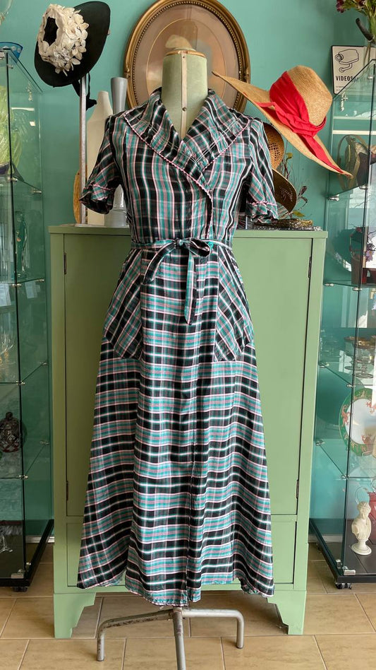 Abito in taffeta anni 40 sartoriale - housecoat 40s - tg.s