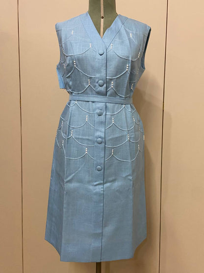 Abito sartoriale in lino smanicato - tg.52 deadstock - anni 60