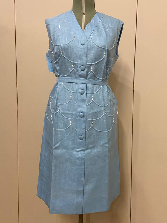 Abito sartoriale in lino smanicato - tg.52 deadstock - anni 60