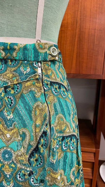 Gonna pantalone primi anni 80 in flanella leggera - stampa paisley- tg.46