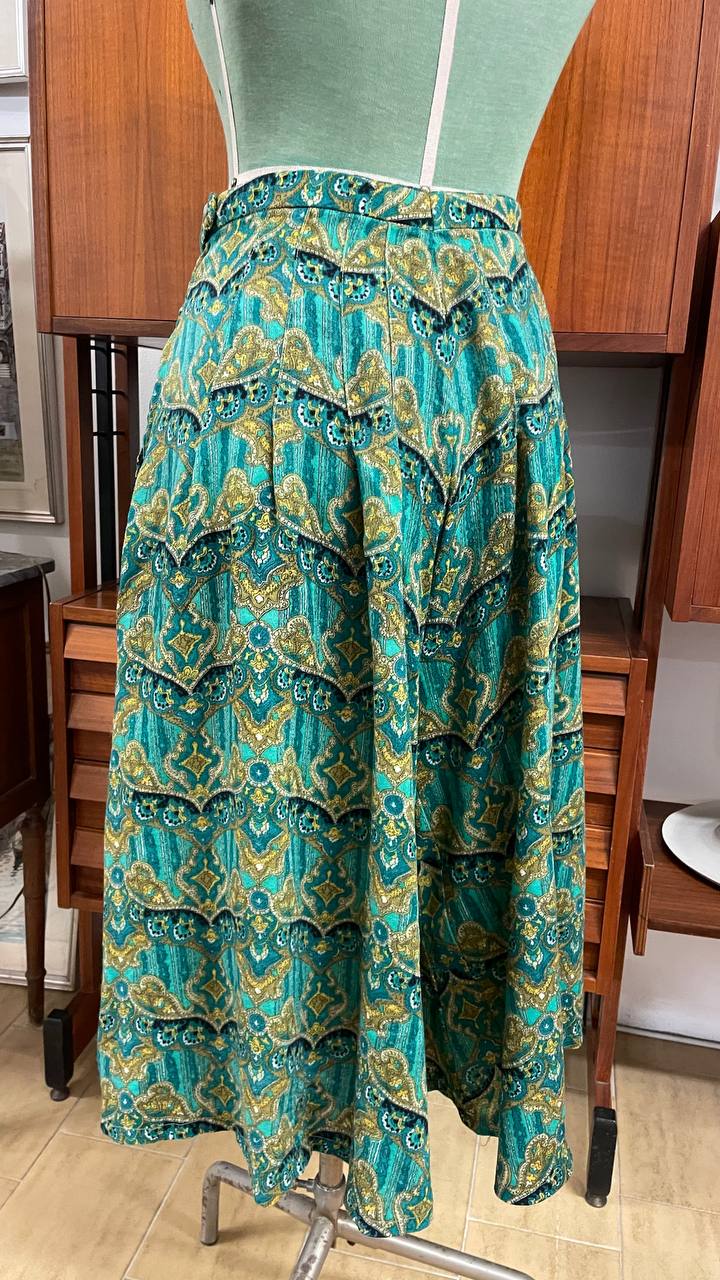 Gonna pantalone primi anni 80 in flanella leggera - stampa paisley- tg.46