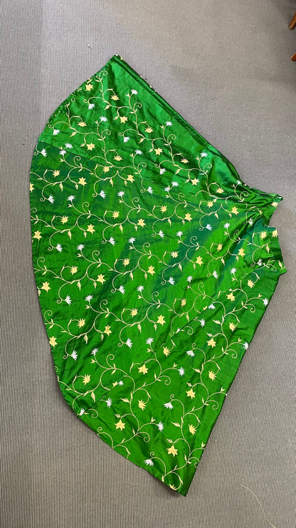 Gonna vintage in shantung verde sartoriale - tg.46/48
