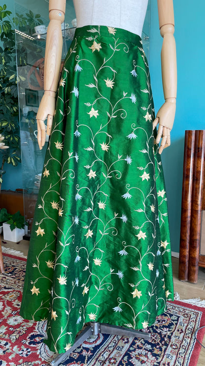 Gonna vintage in shantung verde sartoriale - tg.46/48