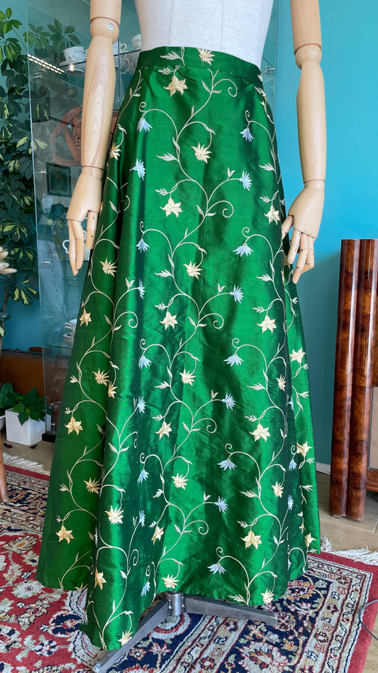 Gonna vintage in shantung verde sartoriale - tg.46/48