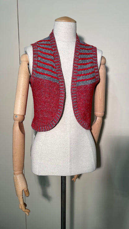 Gilet in filato deadstock - grigio e rosso tg.40/42