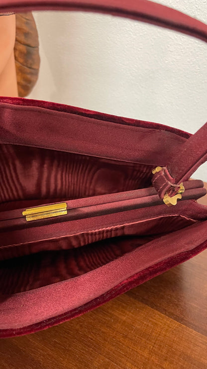 Borsetta fine anni 50 in seta e velluto col.bordeaux