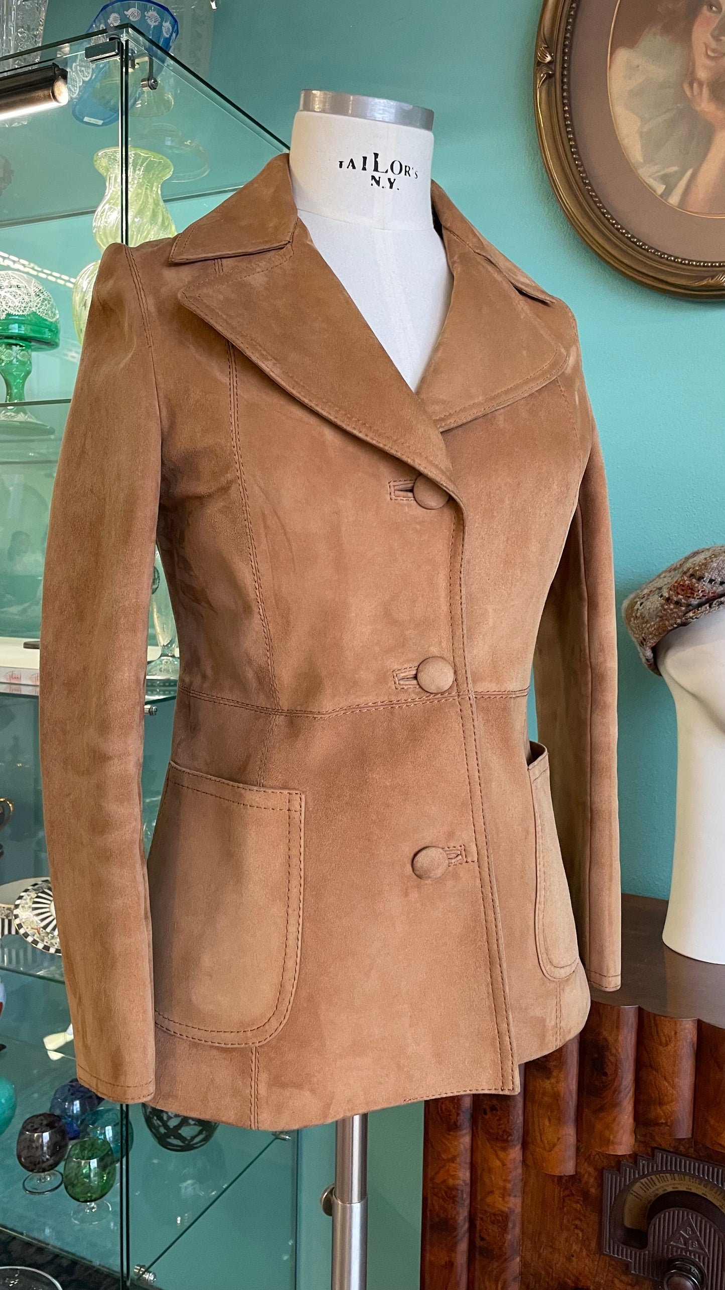 Giacca anni 70 scamosciata tg.Xs - pelletteria di lusso