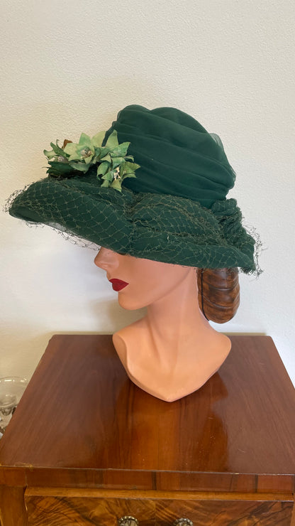 Cappello originale anni 50 verde scuro